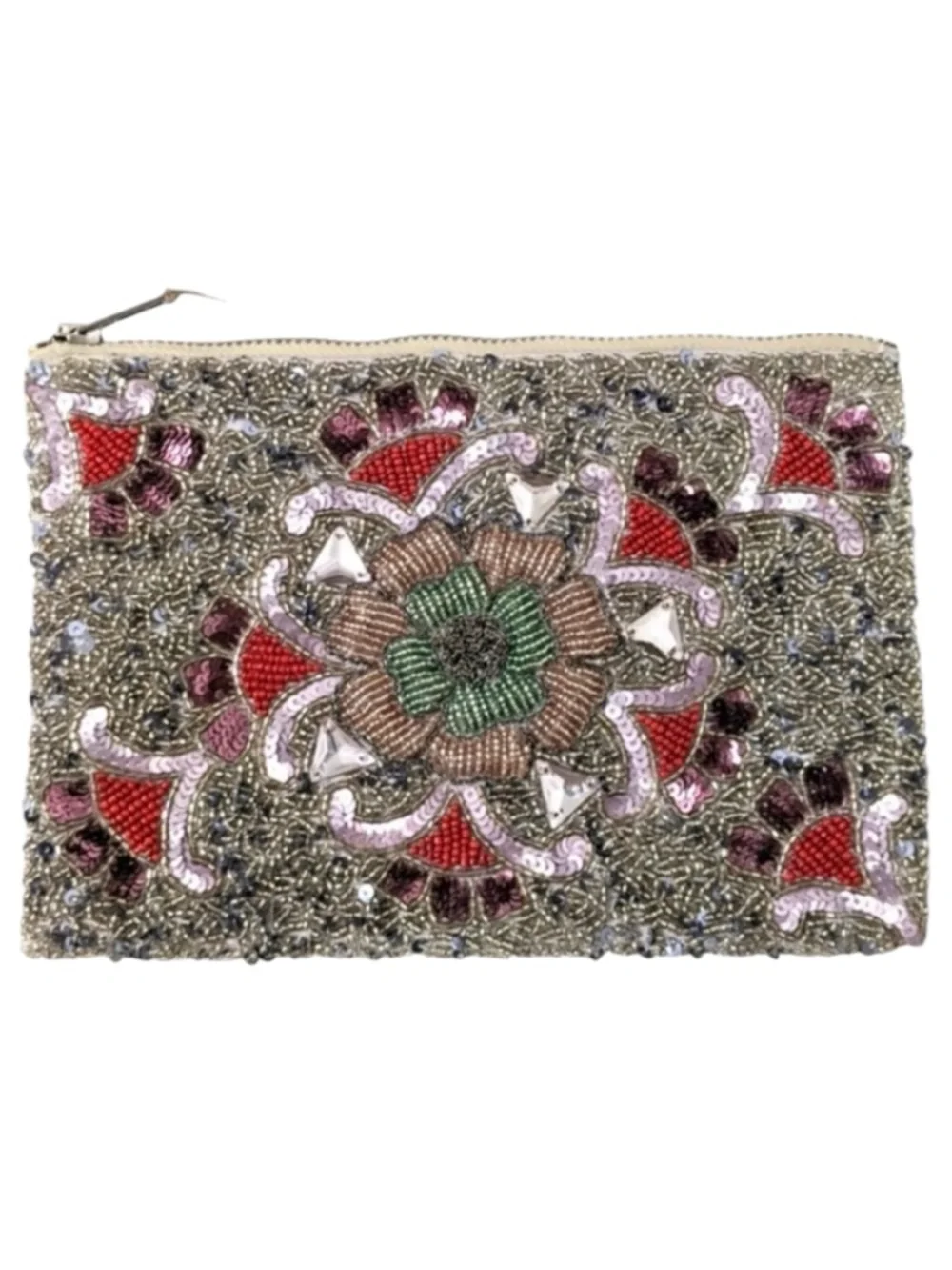 FLORAL Beaded Gemstone Clutch Pouch Bag